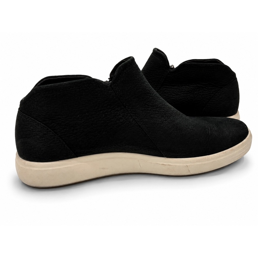 Ecco Shoes 37 Womens 6. Soft Ankle Boots Sneakers Black Nubuck Zip Up Casual - Picture 5 of 6